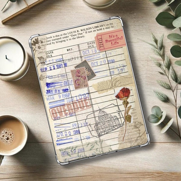 LIBRARY CARD Kindle Insert for Clear Case -PRINTABLE- Paperwhite Basic Oasis: Vintage | Due Date | Wanderlust | Cottagecore | Romantic