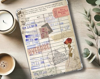 LIBRARY CARD Kindle Insert for Clear Case -PRINTABLE- Paperwhite Basic Oasis: Vintage | Due Date | Wanderlust | Cottagecore | Romantic