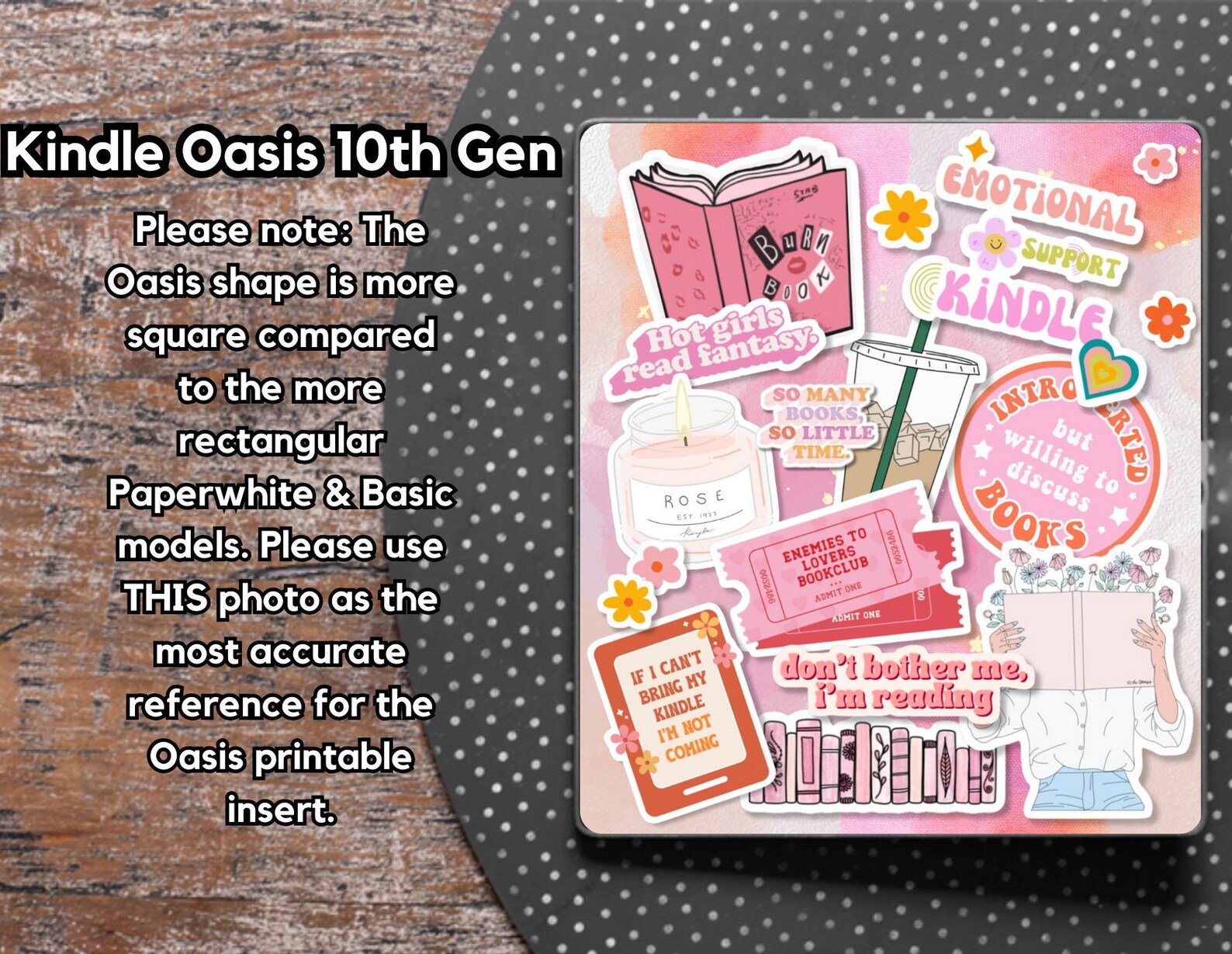 PINK Y2K Kindle Insert for Clear Case -PRINTABLE- Paperwhite, Basic ...