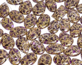 Natural Spiny Copper Amethyst Cabochon Gemstone for Making Jewelry, 20 mm to 40 mm Size,  AAA+ Flatback Handmade, polished Loose Gemstone