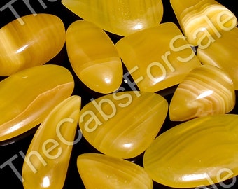 Natural Yellow Calcite cabochon Gemstone for Making Jewelry, 15mm to 40mm Size, Gemstone cabs AAA Quality Flatback Handmade Loose Gemstone