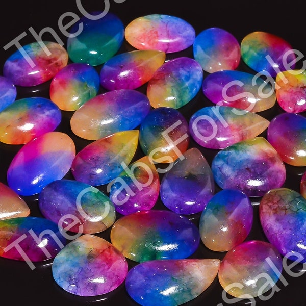 Natural Rainbow Solar Quartz cabochon for Making Jewelry, 15mm to 40mm Size,  Gemstone cabs AAA Quality Flatback Handmade Loose Gemstone