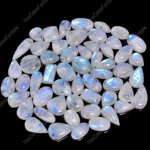 Cabochão de pedra da lua arco-íris, pedra da lua de fogo azul, pedra da lua branca, pedra preciosa solta chamativa, cristal de cura