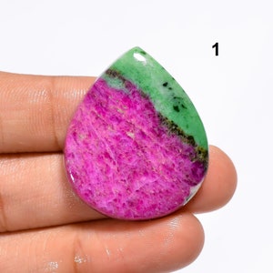 Piedra de anolita con cabujón de rubí, zoisita, rosa y verde, de colores profundos naturales, rubí en cabujón de zoisita