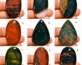 Cabochon di pietra di sangue naturale, pietre preziose sciolte, cabochon di pietra di sangue rosso verde, cristalli curativi, creazione di gioielli