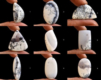 Top Natural Dendritic Agate Oval Teardrop Cabochon For Making jewelry, Top Grade Flatback, Hand Polish, Loose Gemstone, Dendritic Opal