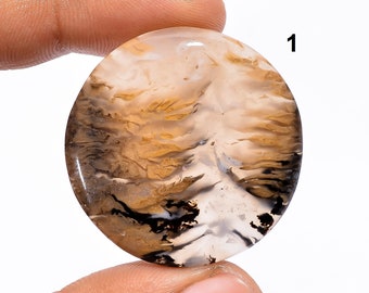 Natural Tiger Dendritic Agate Crystal Round Oval Pear Dendrite Agate Cabochon Brown Black Agate Dendritic Gemstone