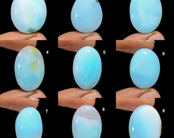 Natural Peruvian Blue Opal Cabochon Loose Gemstone Pear Oval Shape Peru Opal Cabochon
