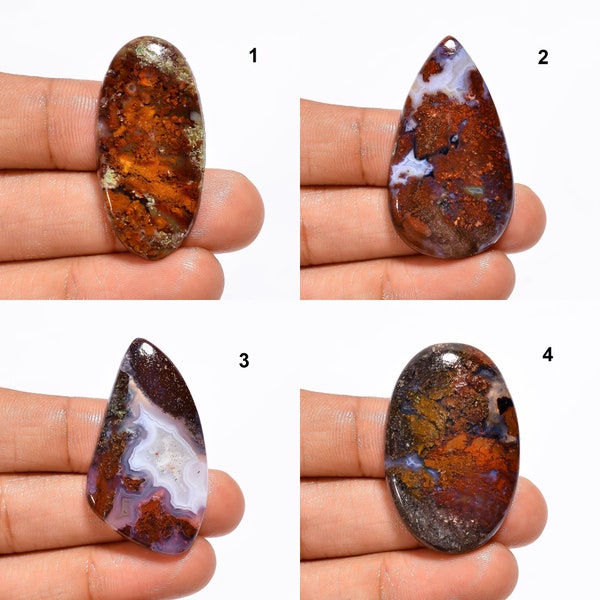 Moroccan Seam Agate Cabochon Natural Seam Agate Gemstone Healing Stone Flat Back Cabochon Seam Agate Polished Crystal for Jewelry Making