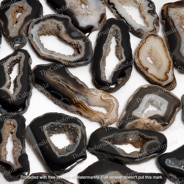 Wholesale Black Agate Druzy Hand Polished Cabochons Lot | Polished Druzy | Polished Agate |  Window Agate Druzy