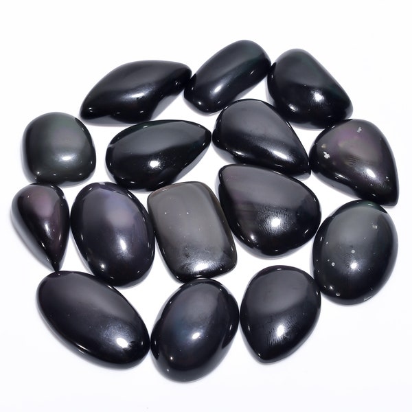 AAA+ Top Quality of Natural Rainbow Obsidian Cabochon Loose Gemstone for Making Jewelry, 20 mm to 40 mm Size,Flatback, Handmade Gemstone Lot