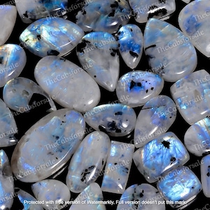 Pietra di luna arcobaleno naturale di alta qualità con tormalina nera, cabochon di pietra di luna bianco fuoco blu, regalo per lei, dimensioni da 15 mm a 40 mm