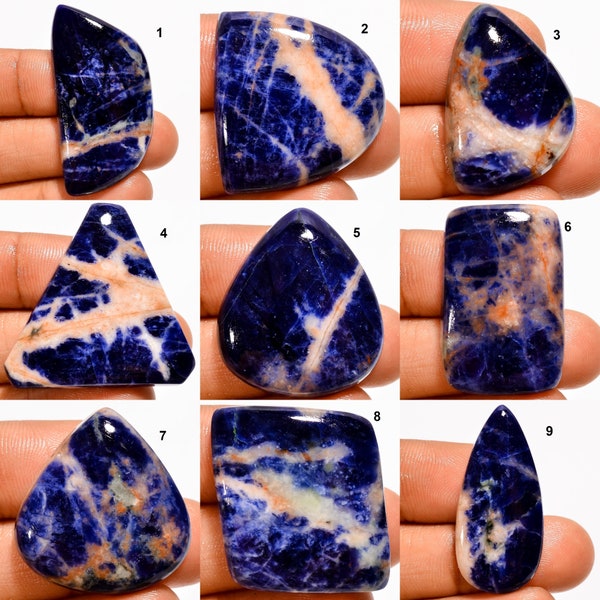 Natural Orange Blue Sodalite Cabochon, Sunset Sodalite Crystal, Vibrant Blue Orange Stone Cabochon