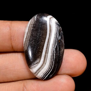 Zebra Calcite Cabochon Loose Gemstone Flatback Hand Polish Natural Black Zebra Calcite