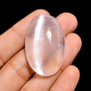 Cabochon di pietra preziosa naturale di selenite bianca trasparente per la creazione di gioielli, artigianato, cabochon di selenite