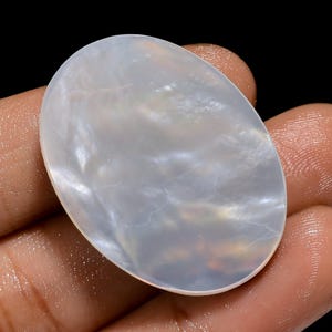 Natural White Mother Of Pearl Shell Hand Cut Oval Teardrop Cushion Shape Sea Shell Smooth Polish Iridescent Shell For Jewelry Making, Crafts