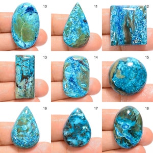 Cristal de chrysocolle naturel Pierre précieuse lâche Cabochon de chrysocolle vert bleu Flatback, poli à la main, pierre de chrysocolle image 2