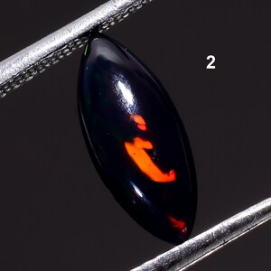 Black Opal Cabochon Ethiopian Opal Gemstone Welo Fire Black Opal Oval Shape Opal October Birthstone Black Opal Cabochon 2. 11x4x2mm, 1ct