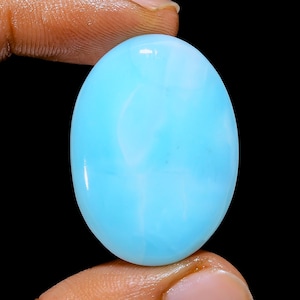 Natural Peruvian Blue Opal Cabochon Loose Gemstone Pear Oval Shape Peru Opal Cabochon