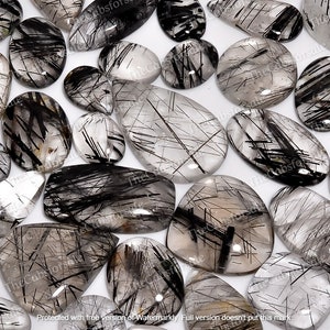 Good Quality Black Rutile Quartz Rutile Quartz Smooth Cabochon Rutilated Quartz Flatback Cabochon Sizes 15mm to 35mm image 1