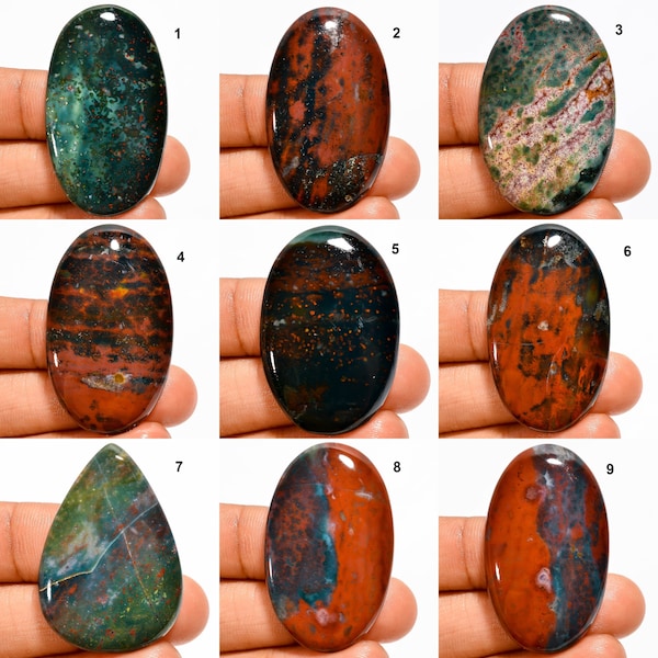 Beautiful Green Red Bloodstone Loose Gemstone Mix Shape Cabochon Smooth Polish Flatback Natural Bloodstone Crystal Gift