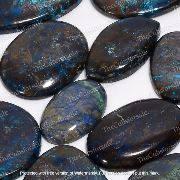 Wholesale Natural Azurite Cabochon Loose Gemstone | Contrasting Azurite Crystal Jewelry Making Stone | Responsibility Sourced