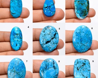 Natural Arizona Magnesite Turquoise Cabochon Flat Back Hand Polish Loose Gemstone Healing Crystal Blue Magnesite Cabochon