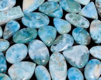 Natural Blue Larimar Cabochons Loose Gemstones Blue Pectolite Dolphin Stone Flatback Hand polished Larimar Cabochon Mix Lot Crystals In Bulk