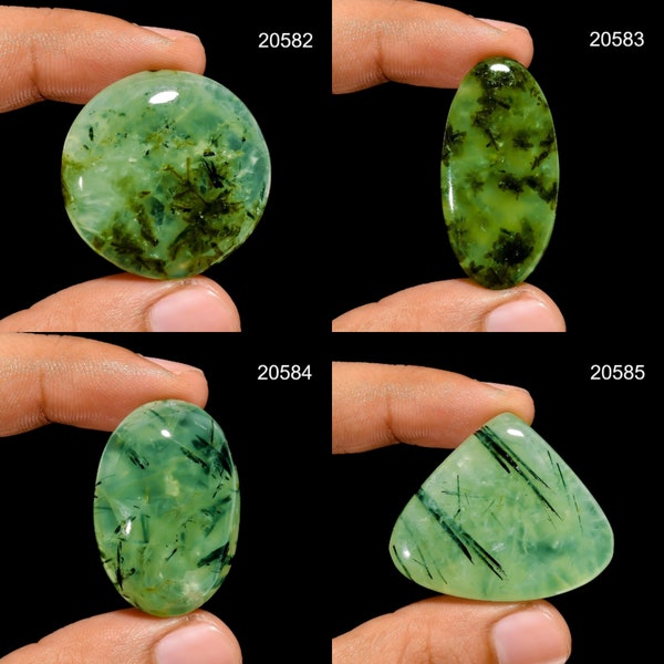 Natural Green Prehnite Cabochon Loose Gemstone Healing Stone Pear Oval Teardrop Green Crystal