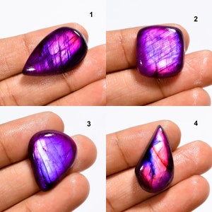 Purple Dyed Labradorite Gemstone Cabochon Heated Purple Labradorite Stone for Making Jewelry, Pink Labradorite Cabochon image 1