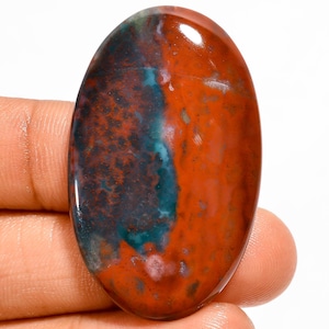 Hermosa piedra preciosa suelta de piedra de sangre verde y roja con forma mixta, cabujón liso pulido con parte posterior plana, regalo de cristal de piedra de sangre natural