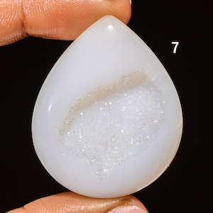 Natural All Shape Window Druzy Gemstone Botswana Banded Agate Druzy Cabochon Flat Back White Druzy Agate