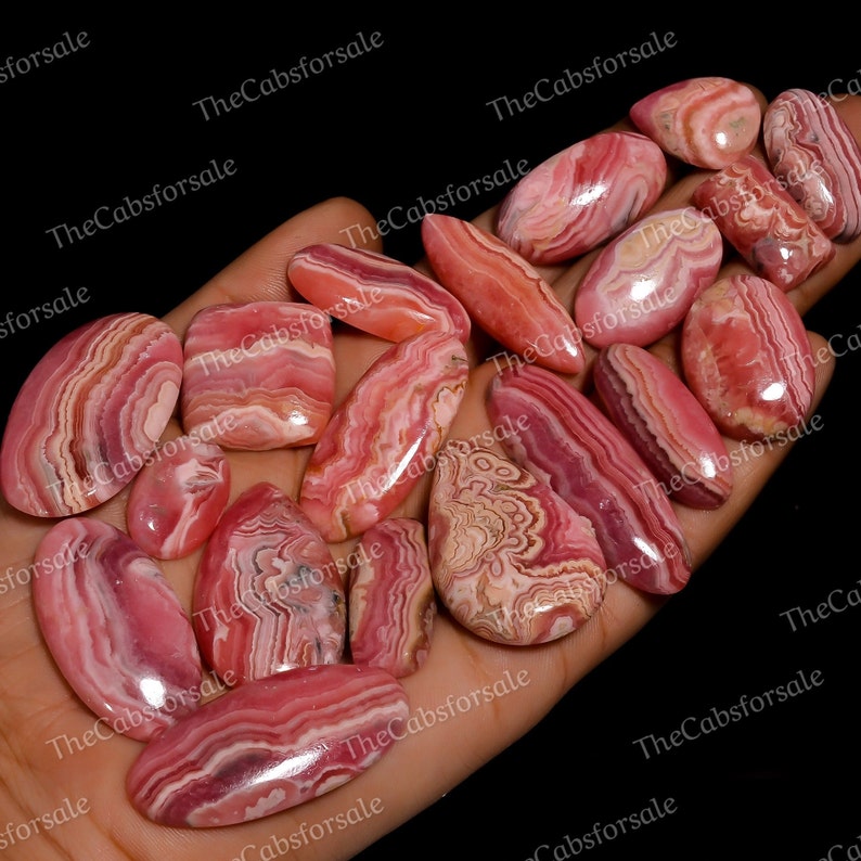 AAA Top Quality of Natural Rhodochrosite Cabochon Loose Gemstone for Making Jewelry, 20 mm to 30 mm Size, Flatback, Polished Gemstone Lot image 2