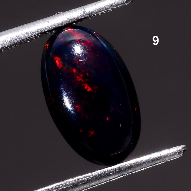 Black Opal Cabochon Ethiopian Opal Gemstone Welo Fire Black Opal Oval Shape Opal October Birthstone Black Opal Cabochon 9. 10x5x3mm, 1ct