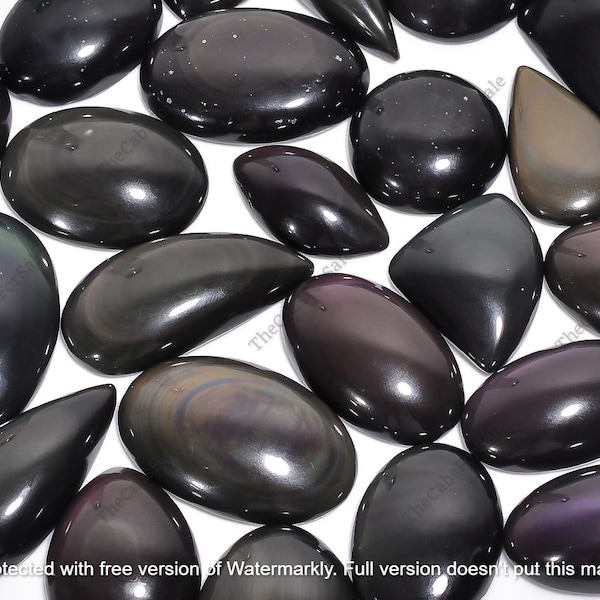 Rainbow Obsidian, Natural Rainbow Eye Obsidian Cabochon, Wholesale Obsidian Stone, Obsidian Crystal, Jewelry Making Supplies, Size 15-45MM