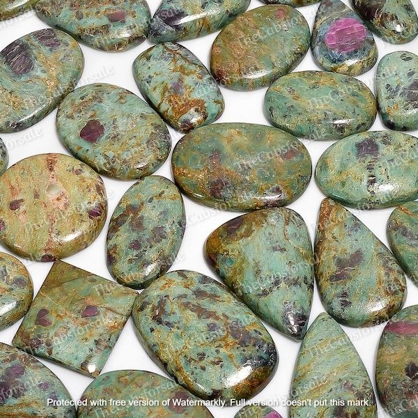 Designer Gemstone Ruby in Fuchsite - ruby fuchsite stones - Ruby Fuchsite Cabochon - ruby fuchsite crystal - Mix Lot -  sizes 15mm to 45mm