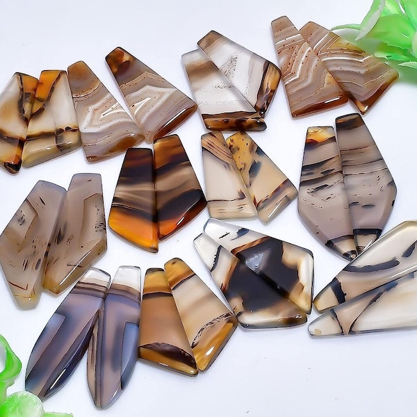 Montana Agate Pairs Natural Flat Back Loose Cabochon for Jewelry Making, Wire Wrapping, Montana Agate Earrings