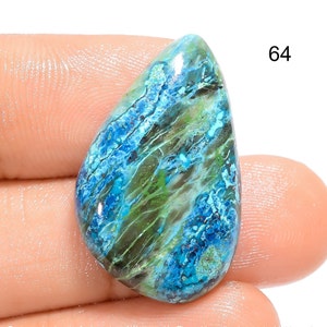 Cristal de chrysocolle naturel Pierre précieuse lâche Cabochon de chrysocolle vert bleu Flatback, poli à la main, pierre de chrysocolle image 8