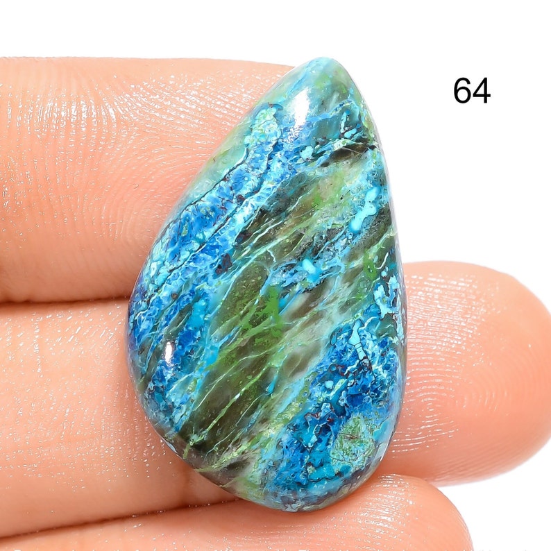 Gemma sciolta di cristallo naturale Chrysocolla Blu Verde Chrysocolla Cabochon Flatback, Lucidato a mano, Pietra Chrysocolla 64. 26x16x5mm, 20ct