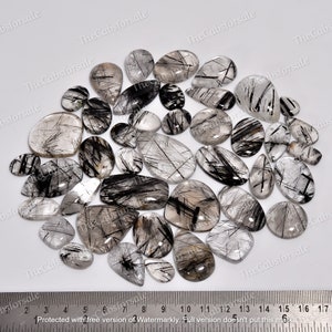 Good Quality Black Rutile Quartz Rutile Quartz Smooth Cabochon Rutilated Quartz Flatback Cabochon Sizes 15mm to 35mm image 3