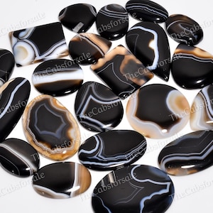 Top Quality Black Banded Agate Cabochon Wholesale Agate Stone Banded Agate Bulk Gemstone,  Sizes 20MM to 40MM