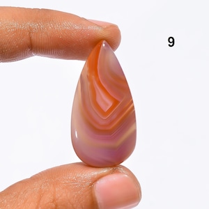 Piedra preciosa de ágata roja de Botswana, ágata de Botswana gris natural, cristal pulido a mano, parte posterior plana, cabujón de ágata de Botswana con bandas