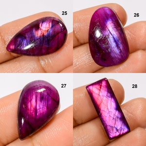 Purple Dyed Labradorite Gemstone Cabochon Heated Purple Labradorite Stone for Making Jewelry, Pink Labradorite Cabochon image 7
