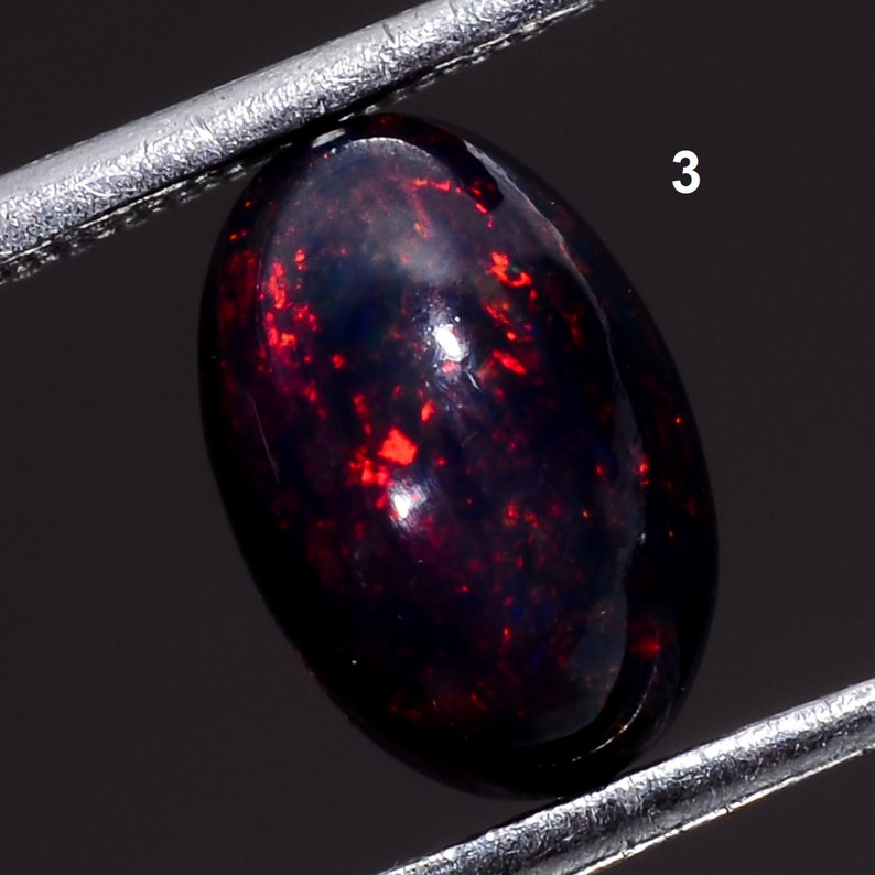 Black Opal Cabochon Ethiopian Opal Gemstone Welo Fire Black Opal Oval Shape Opal October Birthstone Black Opal Cabochon 3. 9x5x4mm, 1ct