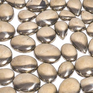 Natural Pyrite Cabochon, Pyrite Crystal Polished, Pyrite Stone, Bulk Pyrite, Wholesale Mix Lot, Jewelry Making, Sizes 10mm to 30mm