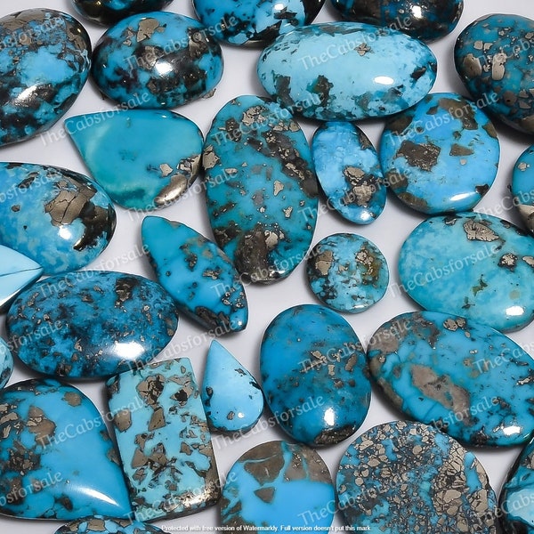 100% Natural Turquoise Cabochon, Blue Turquoise Loose Stone Polished, Wholesale Mix Lot, Pendant, Jewelry Making, 15mm to 35mm