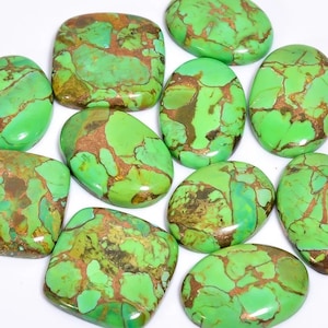 Green Copper Turquoise Gemstone Oval Pear Teardrop Mix Cabochon Flatback Mohave Green Turquoise Stone, Mojave Green Turquoise Cabochon