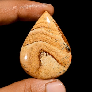 Natural Owyhee Picture Jasper Cabochon Flat Back Gemstone Hand Polished Landscape Stone From Oregon