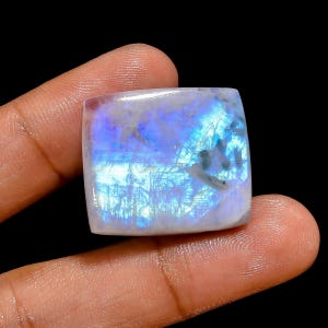 Natürlicher weißer Regenbogen Mondstein Cabochon Blaues Feuer Mondstein Edelstein Blauer Blitz Mondstein, Kristall Geschenk, Schmuck machen
