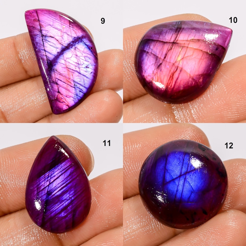 Purple Dyed Labradorite Gemstone Cabochon Heated Purple Labradorite Stone for Making Jewelry, Pink Labradorite Cabochon image 3